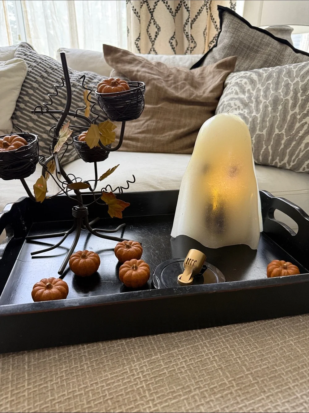 Retired Pottery Barn Frosted White Ghost candle